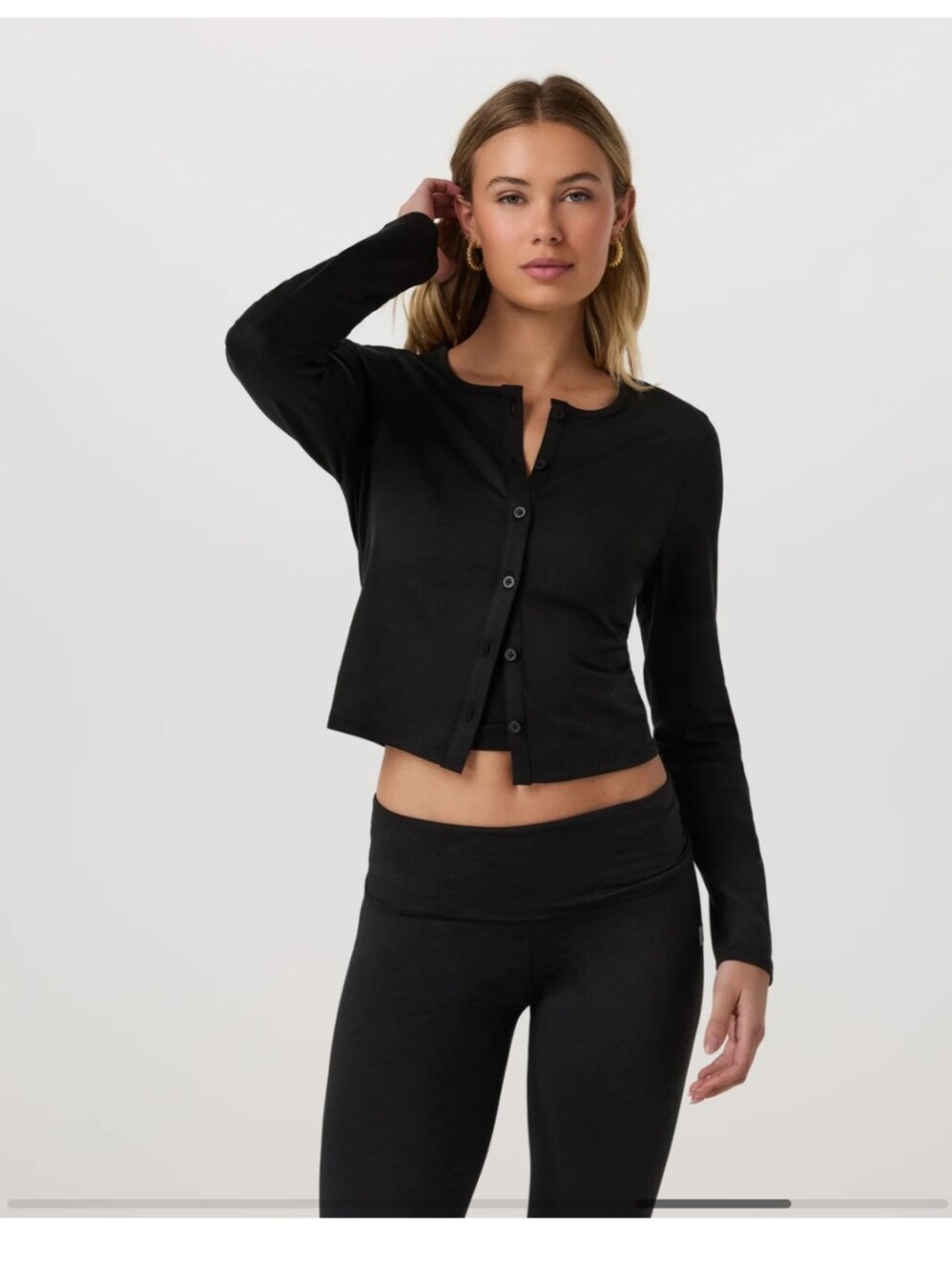 Vuori Halo Cardigan 2.0 Long-Sleeve Button Front Crop